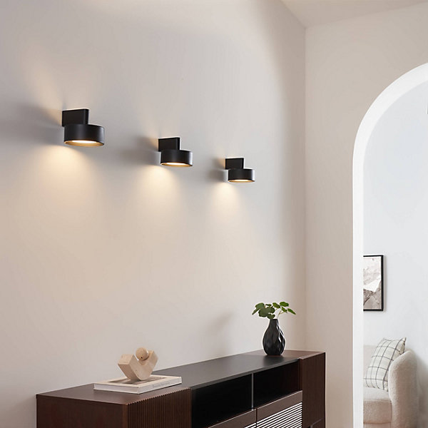 Applique murale noire en métal avec tête ronde LED - Prins