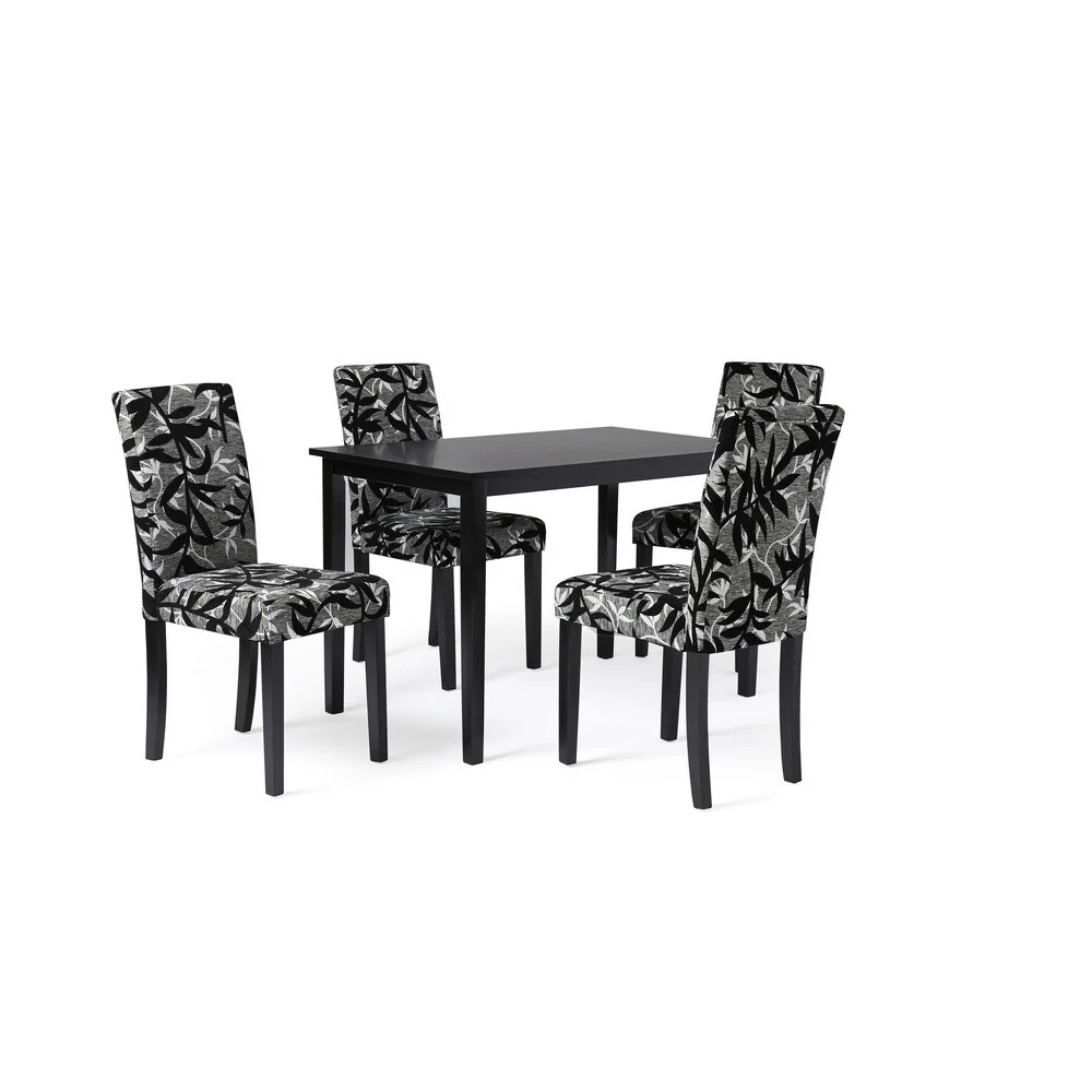 Simple Living Parson Black and Silver 5-Piece Dining Table and Chairs Set