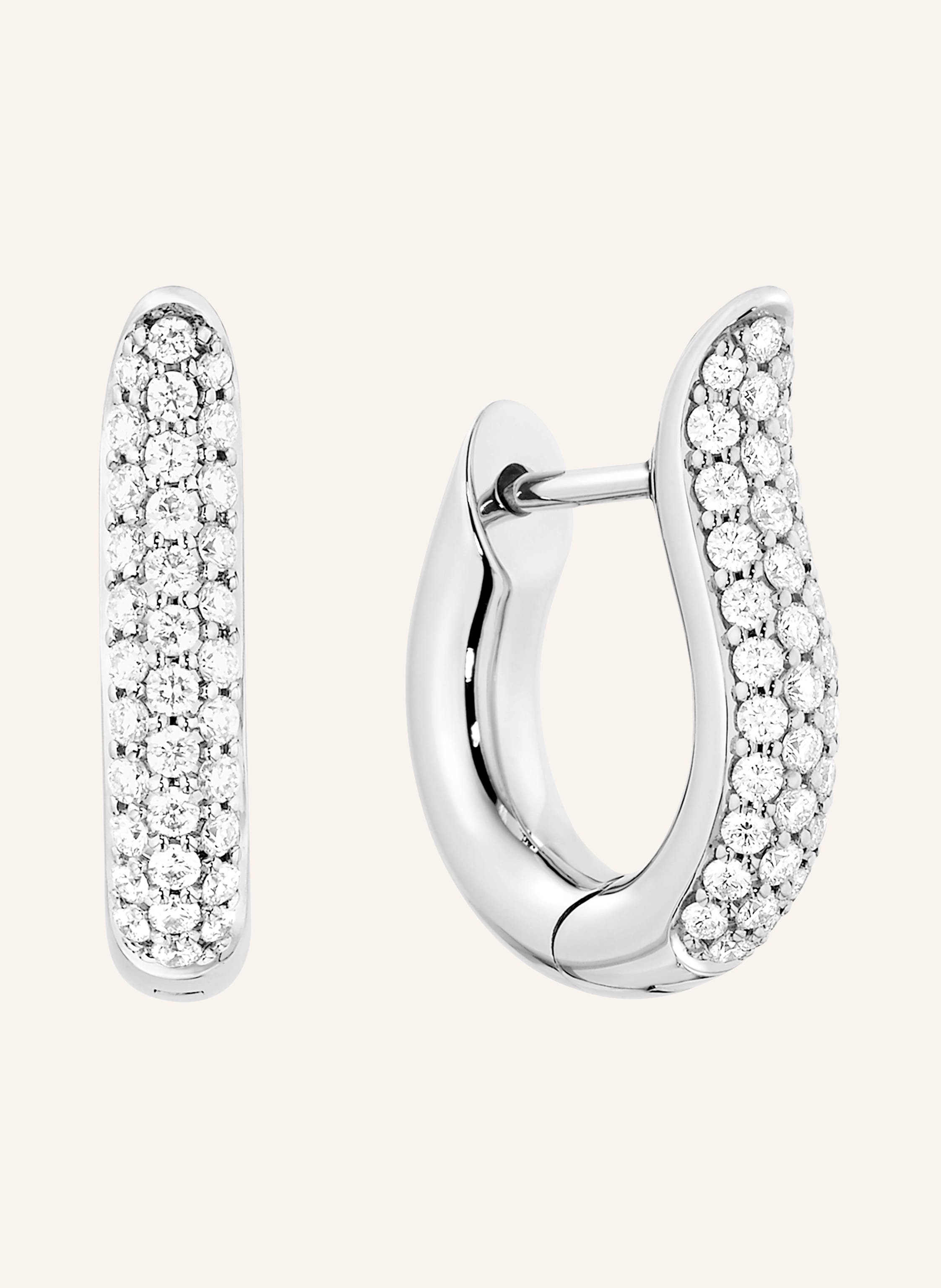 TAMARA COMOLLI Ohrstecker SIGNATURE OHRSTECKER HOOP SMALL DIAMOND PAVÉ 18K Weißgold