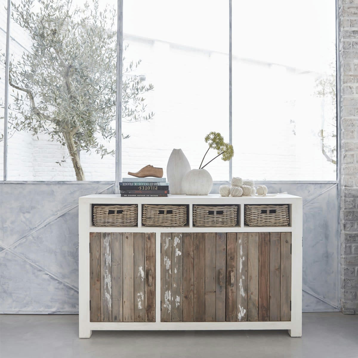 ATLANTIC - Buffet en pin recyclé massif 150 cm