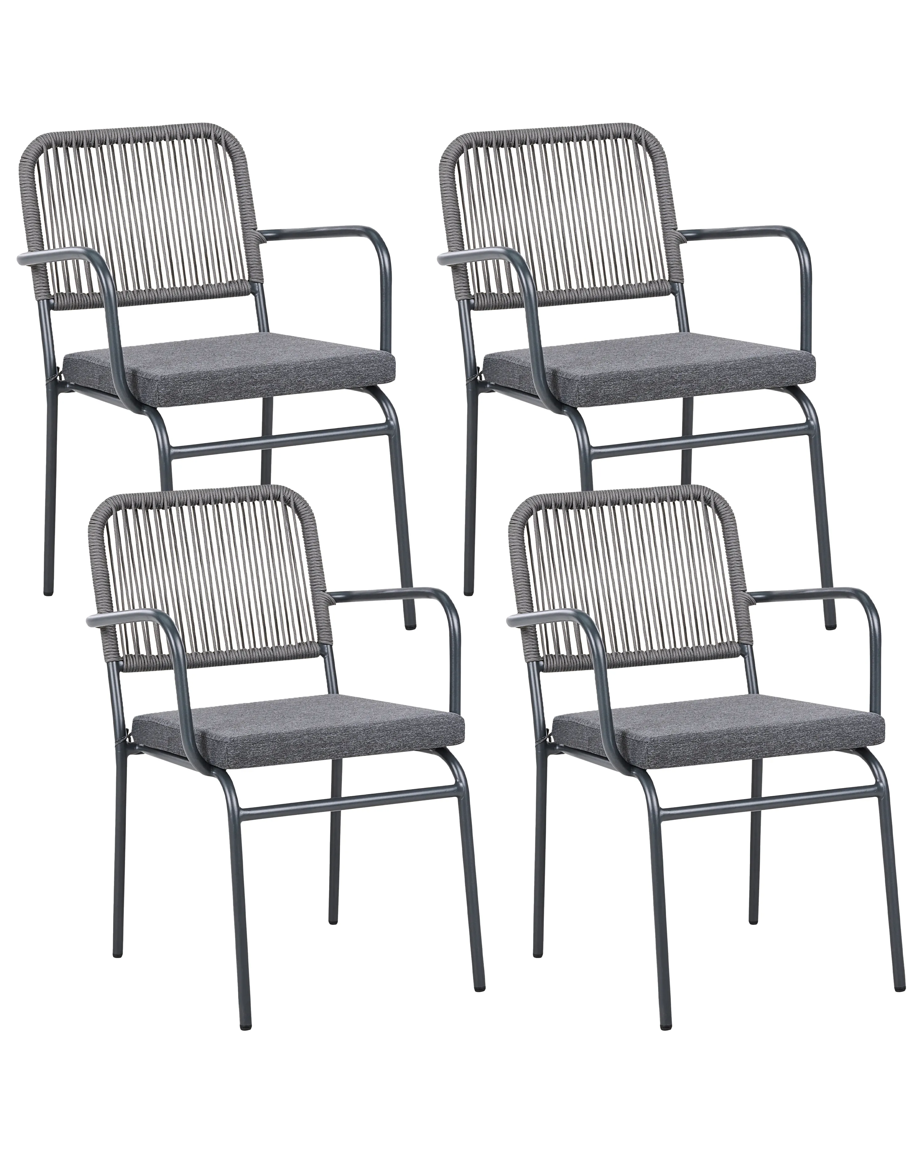Set of 4 Garden Chairs with Cushions TACENO Metal Grey