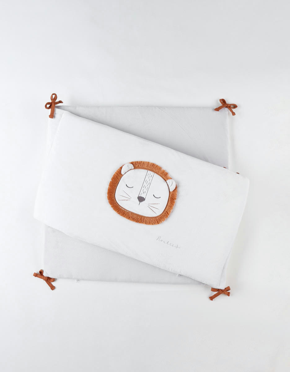 - Tour de lit Babou & Kendi en Veloudoux, écru/gris clair