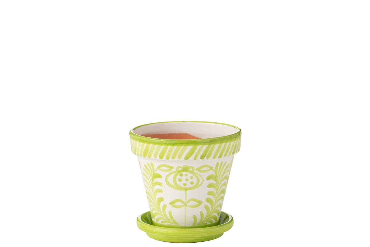 J-Line bloempot Granada Handmade   Painted - keramiek - groen - medium - Ø 27 cm