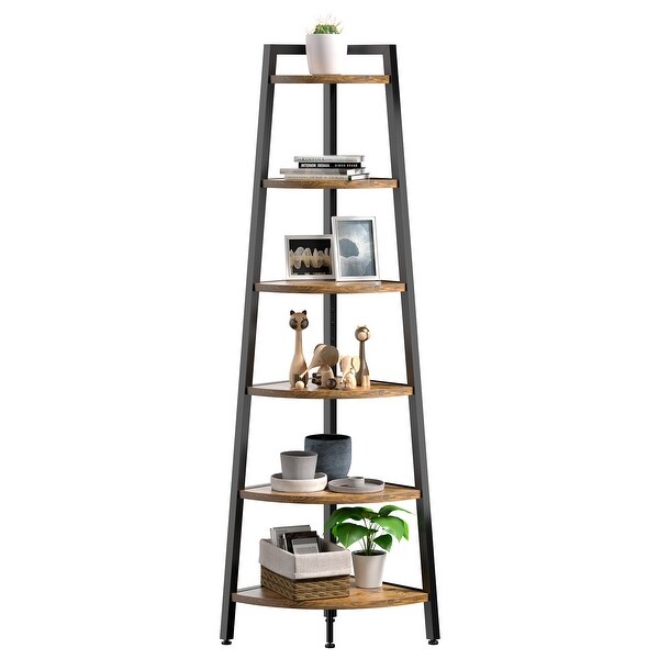 68.9" Tall Corner Shelf, 6 Tier Corner Bookshelf and Bookcase