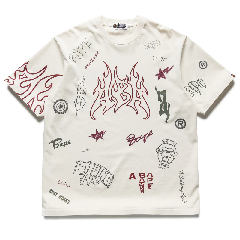 A Bathing Ape Overall Print Tee - Ivory