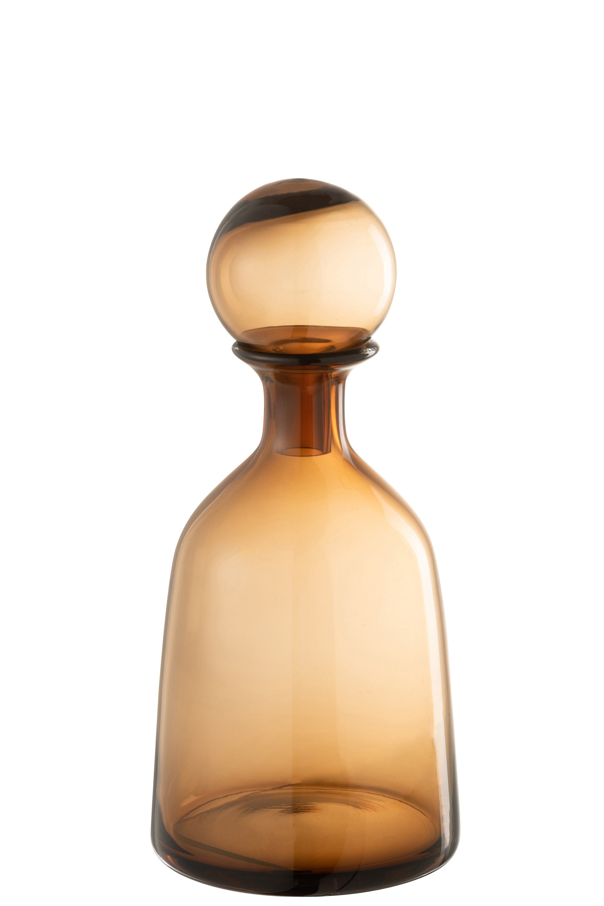 J-Line decoratie Fles + Stop Effen Laag - glas - bruin - small