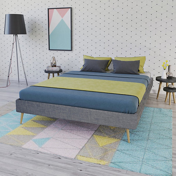 Lit 2 places 160x200cm Gris foncé BORA inclus sommier