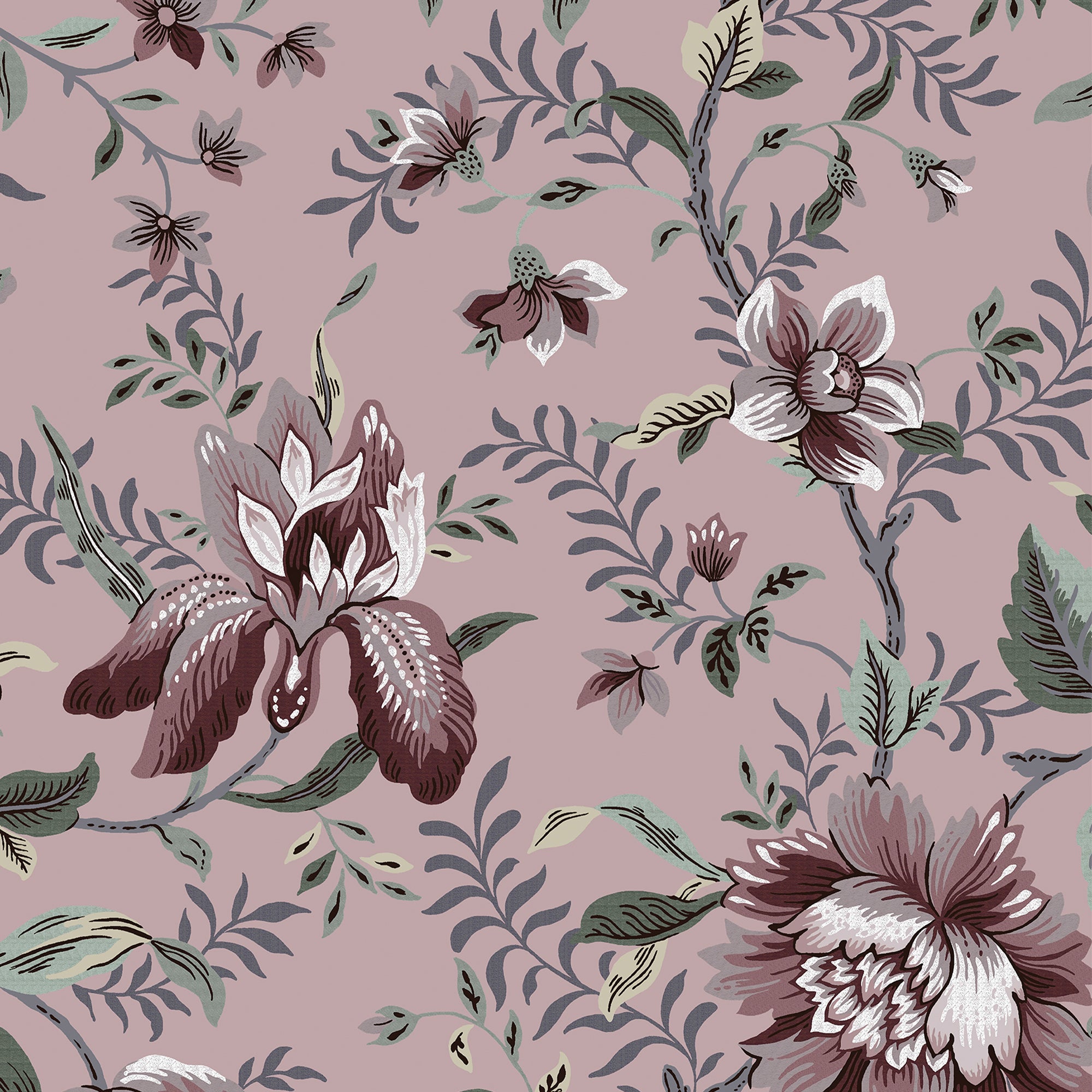 Laura Ashley Vliesbehang - Editas Garden Pale Blackberry 10mx52cm