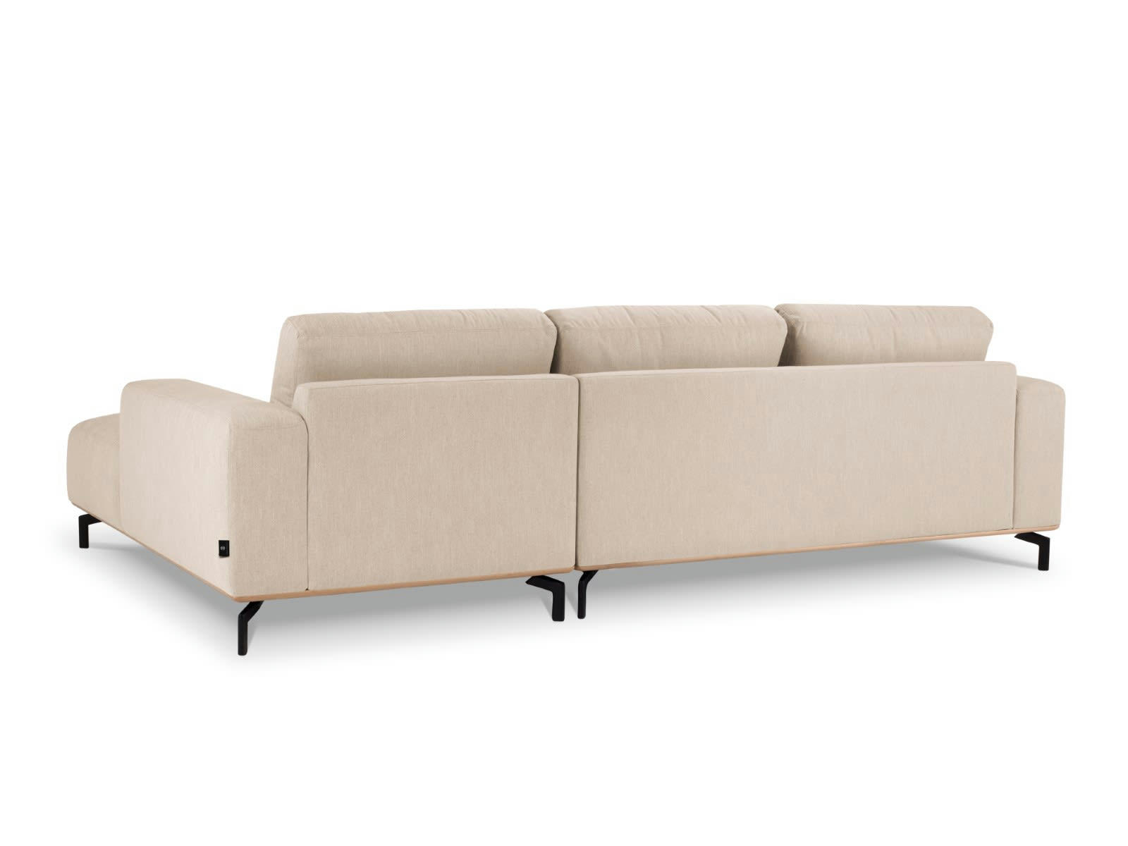 MARC - Canapé D'Angle Droit 5 places en Tissu Structurel Beige