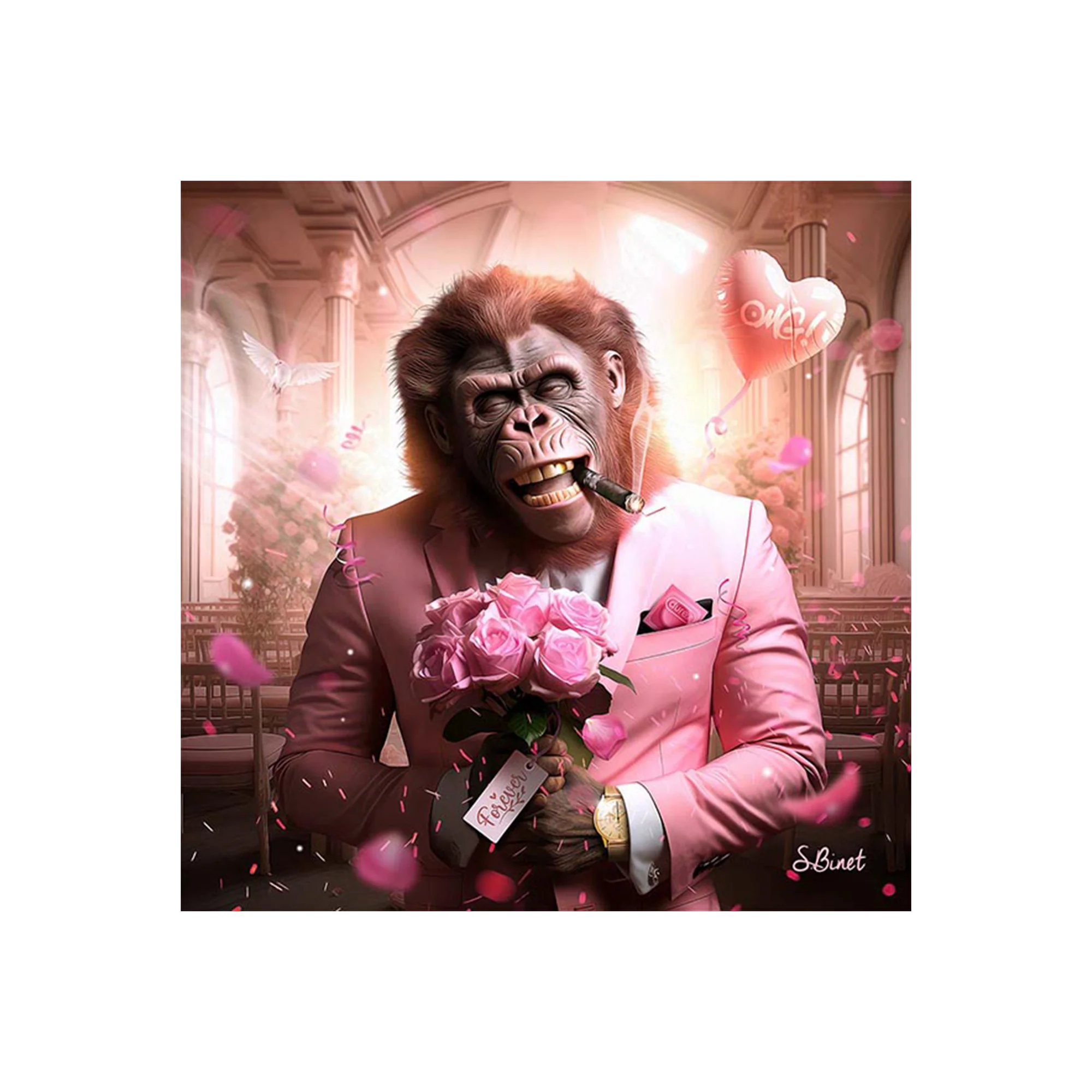 Tableau BINET MONKEY LOVE coloris noir
