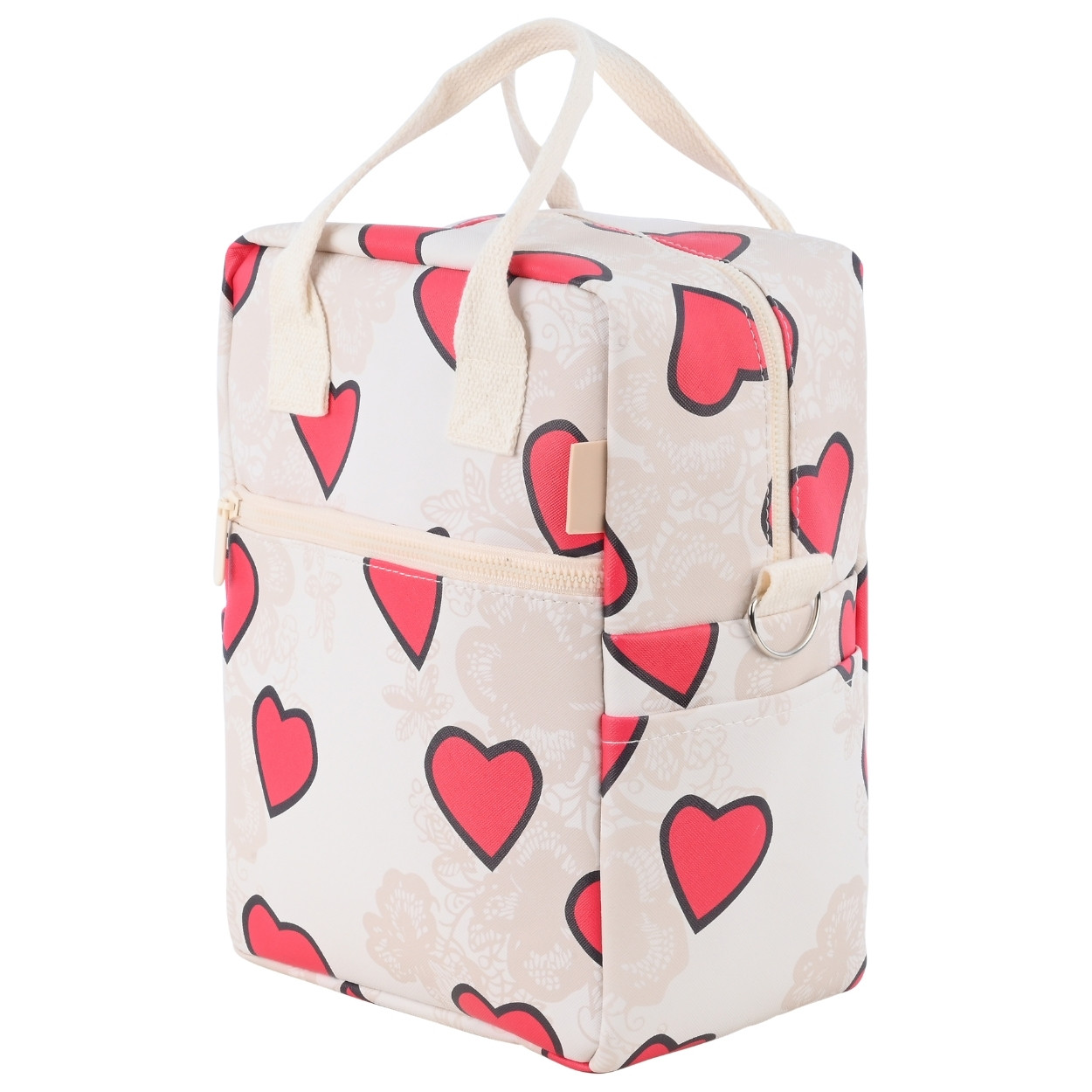Torba na lunch Tender Lace tworzywo PCV 7 l kremowy w serca z uchwytem