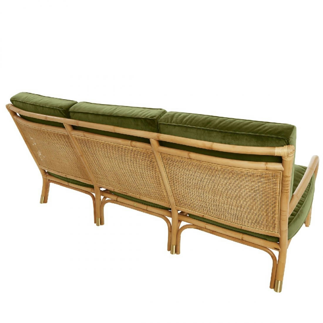 RIVIERA - Canapé 3 places en rotin et velours