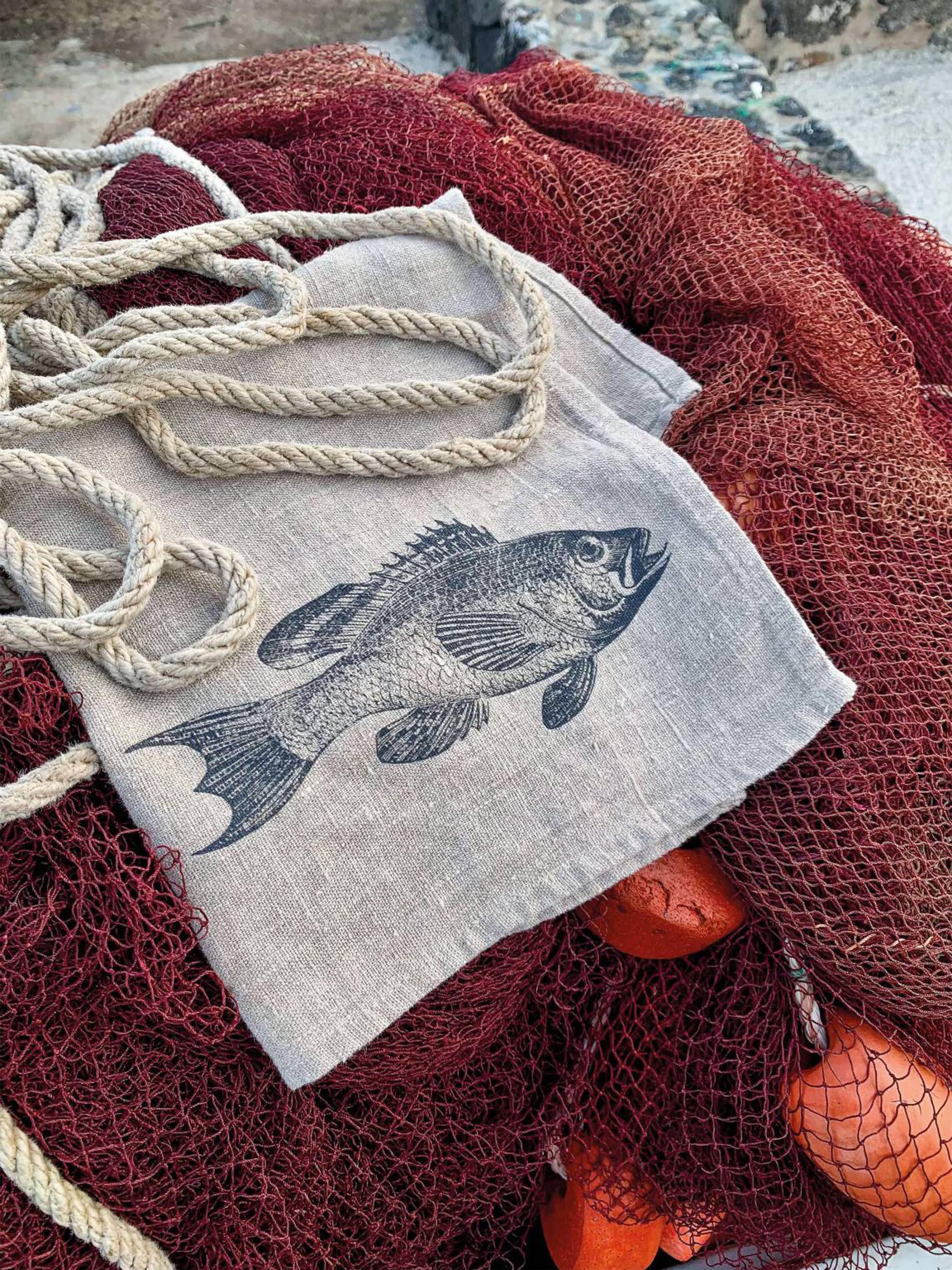 Leinen-Serviette Perch, handbedruckt
