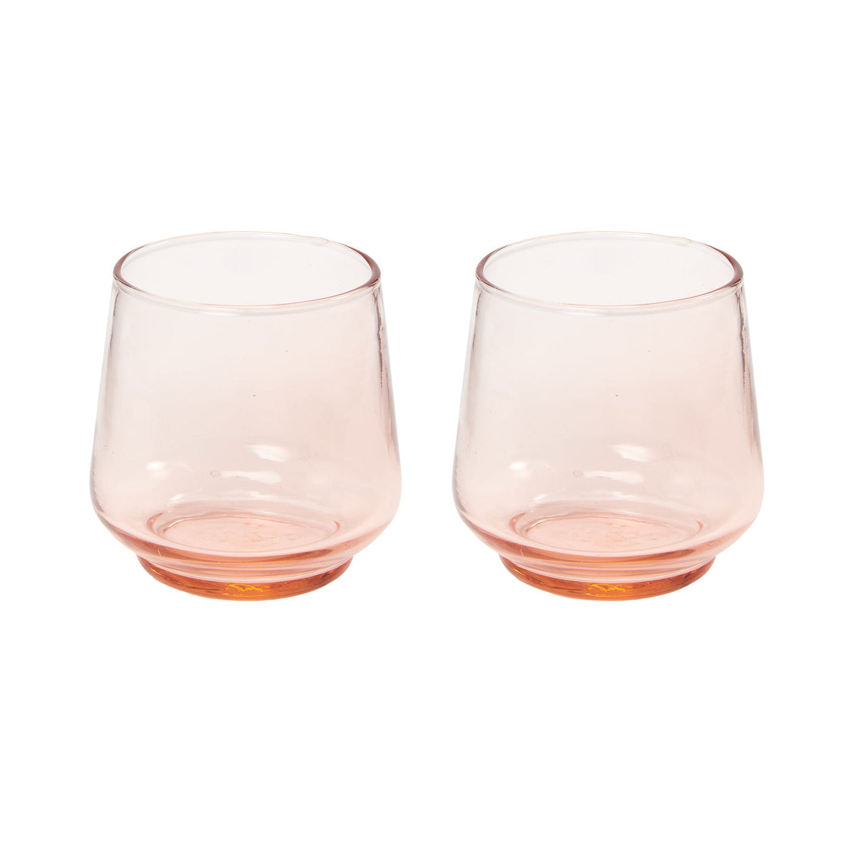 Return to Sender Glas 200 ml roze - set van 2- stapelbaar - handgeblazen