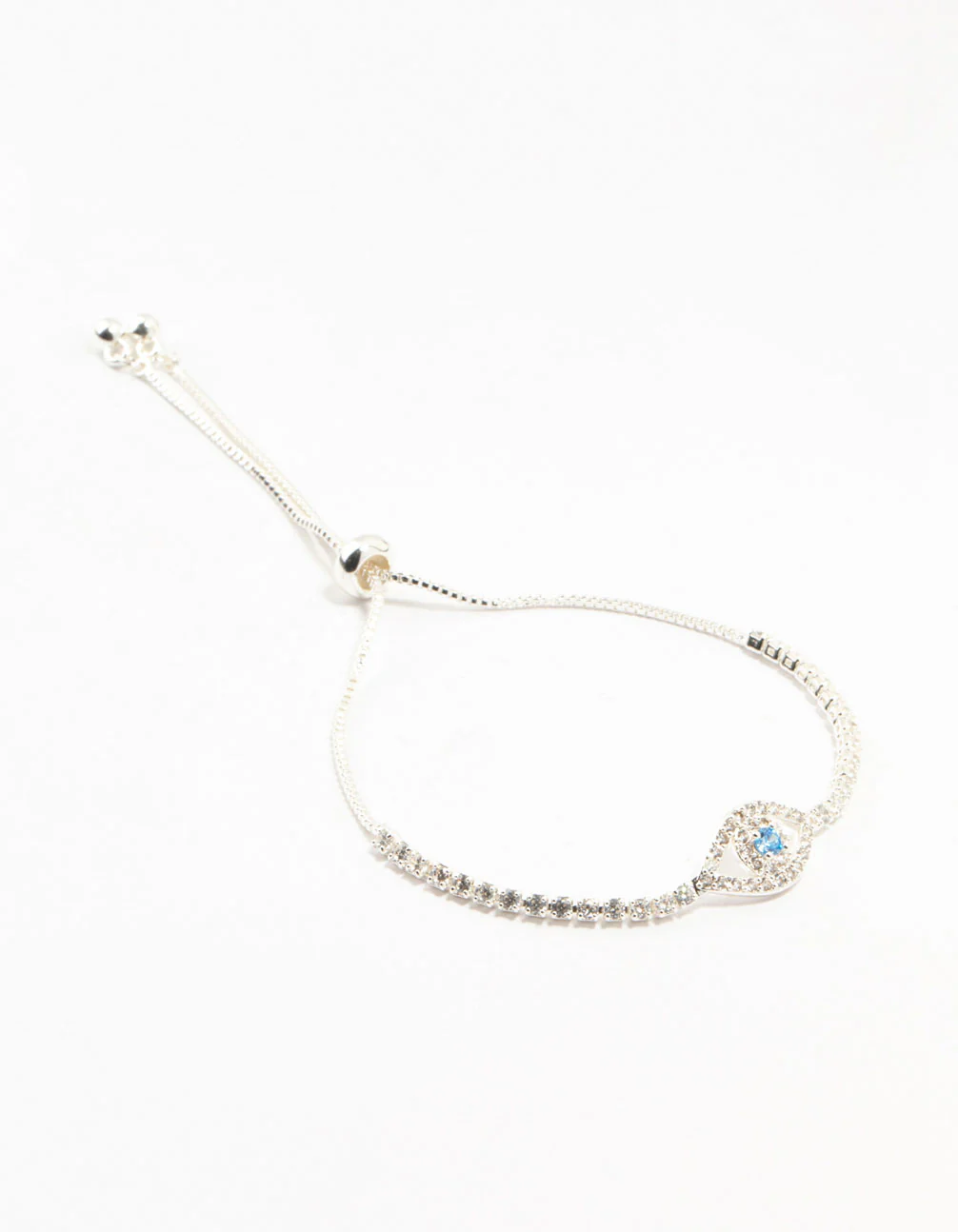 Silver Plated Brass  Crystal Large Evil Eye Bracelet