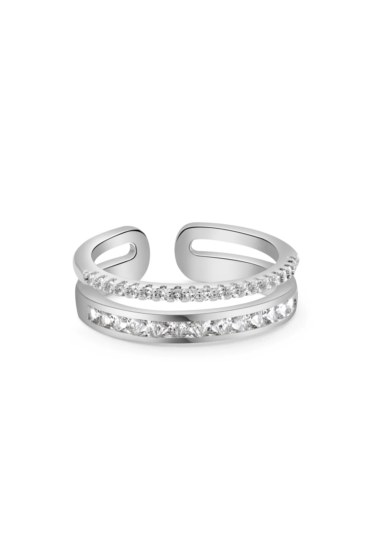 Silver Plated Double Row Ring