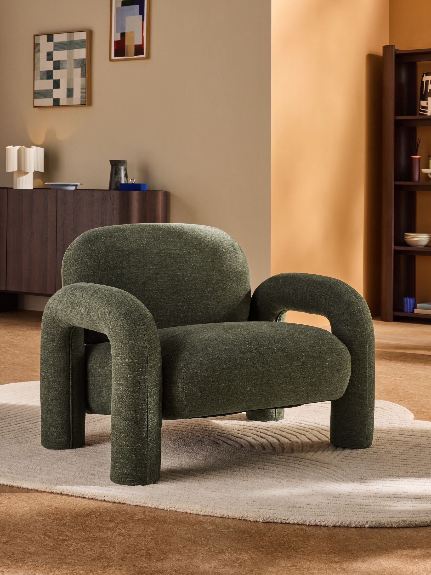 Bobo Accent Chair in Hunter Green Soft Textured Weave
