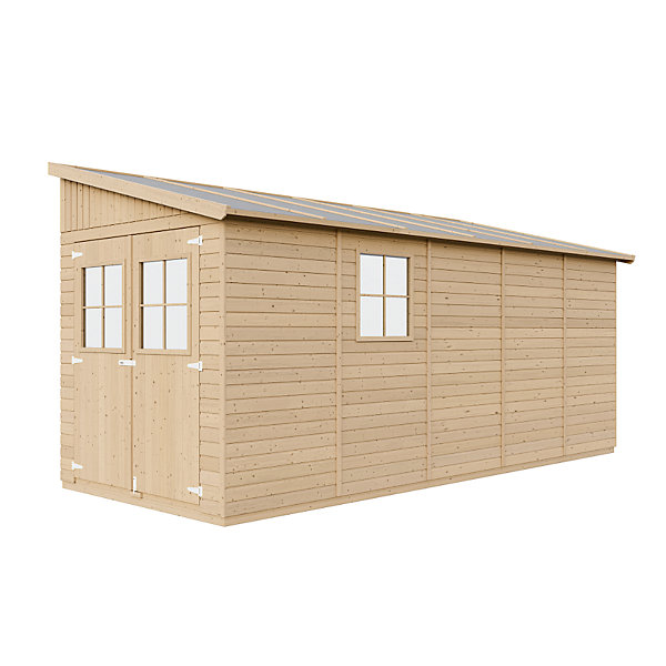 Abri de Jardin en Bois (sans paroi latérale) PLUS LES PLANCHERS IMPRéGNé - 10 m2 - M341 M341G - Timbela