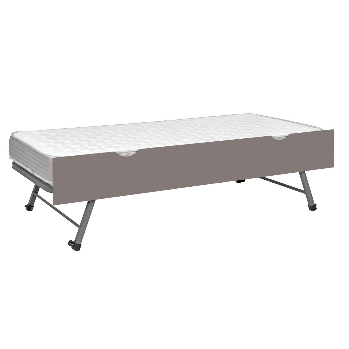 STRATA - Sommier gigogne avec façade 90x190 cm bois massif lin