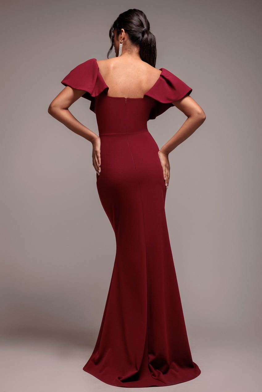 Goddiva Cape Sleeve Detail Front Tie Maxi Dress