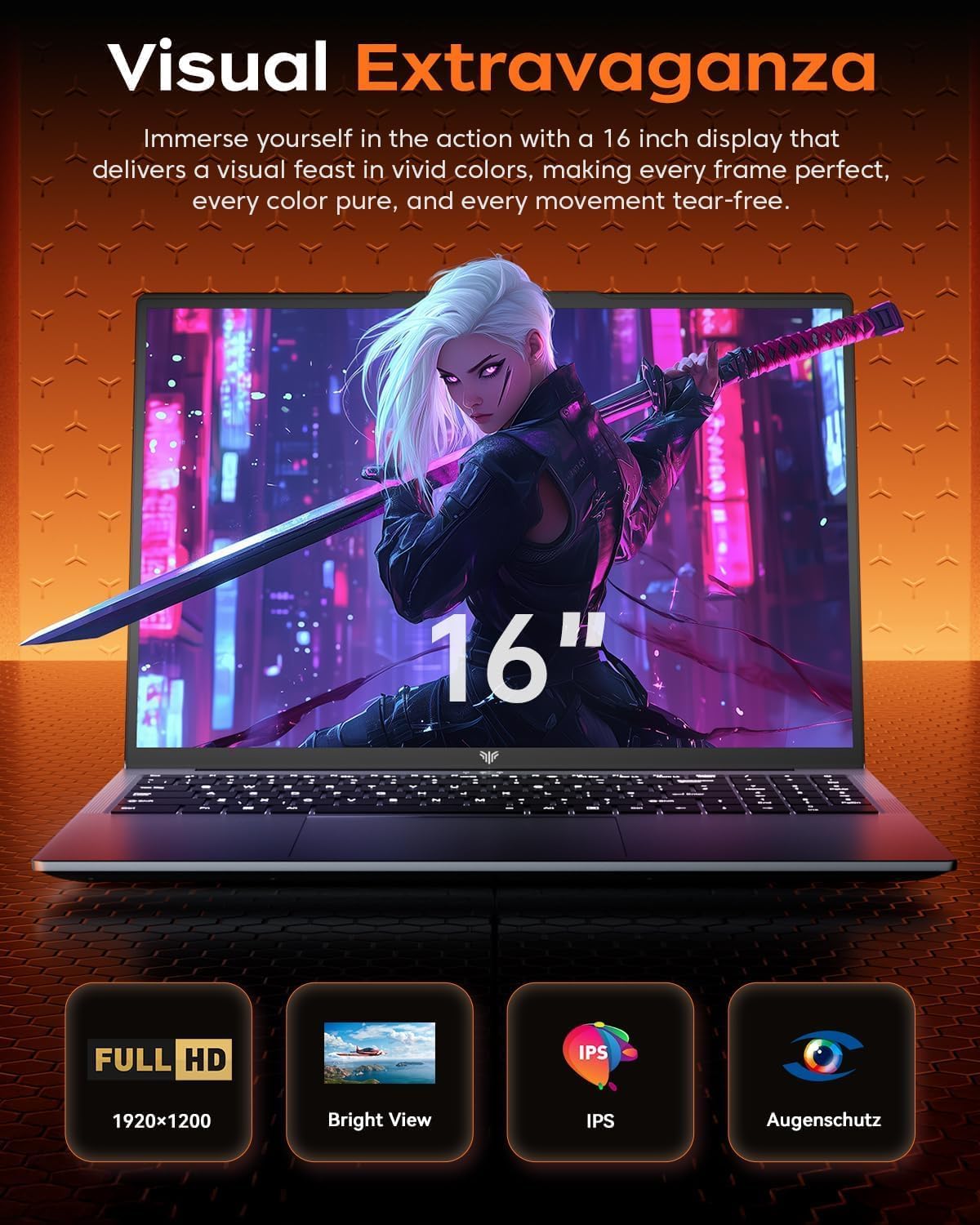 Gaming Laptop  16.0inch Laptop Computer with AMD Ryzen 7 5825U(8C/16T  Up to 4.5GHz)  16GB RAM 512GB NVMe SSD Windows 11 Laptop  Radeon RX Vega 8 Graphics WiFi 6  Backlit KB