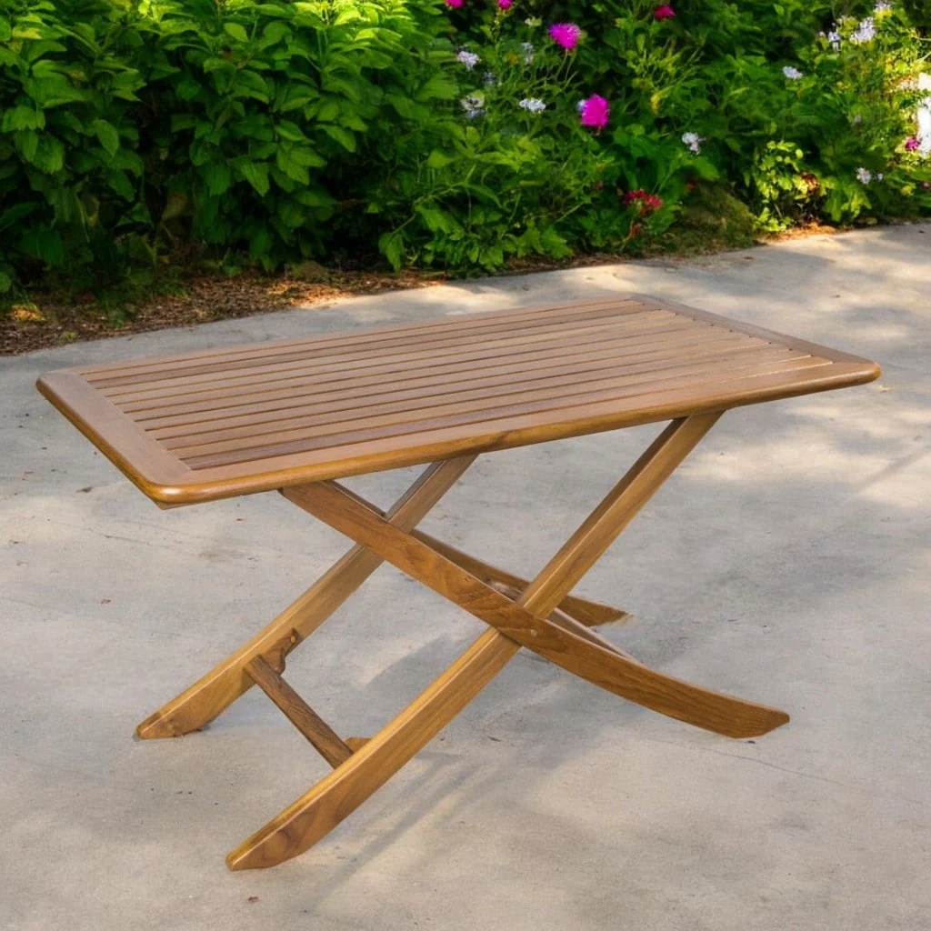 HomeRoots 43 Brown Solid Wood Folding Outdoor Picnic Table
