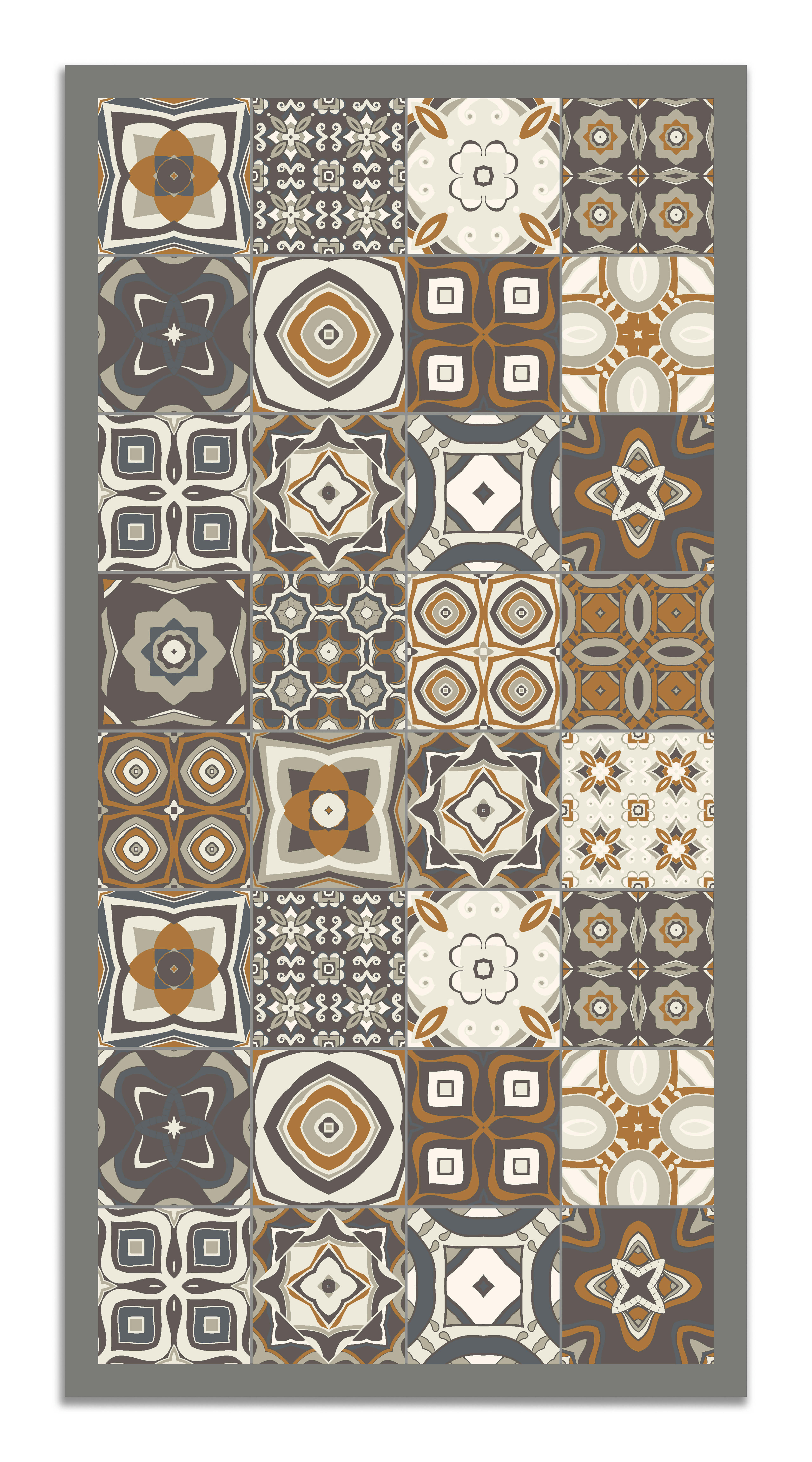 - Tapis vinyle carreaux ciments orange 160x230cm