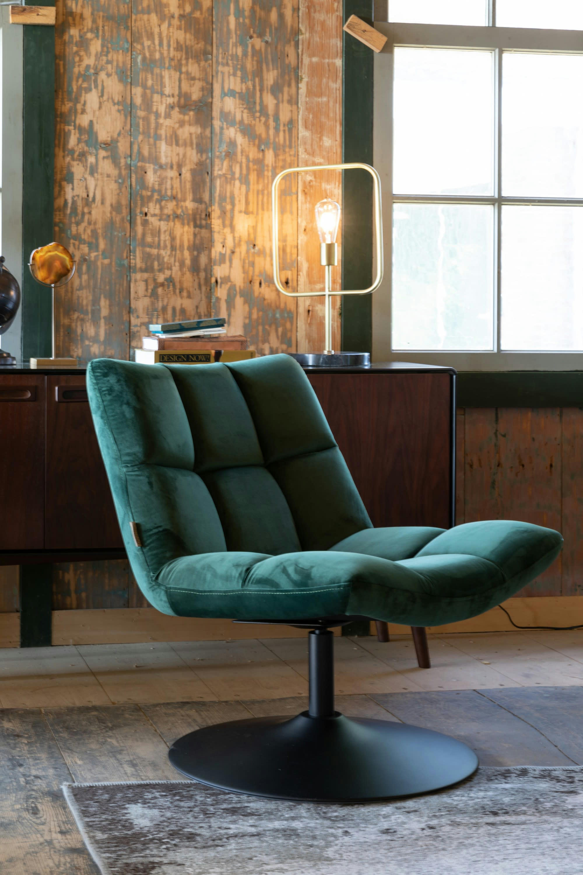BAR VINTAGE - Fauteuil lounge en velours vert