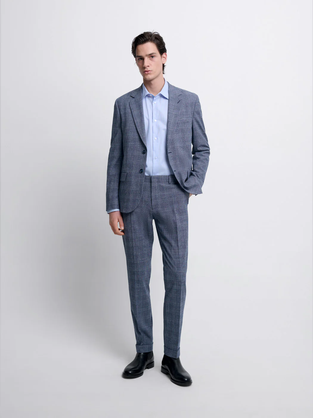 Pantalon de costume slim à carreaux