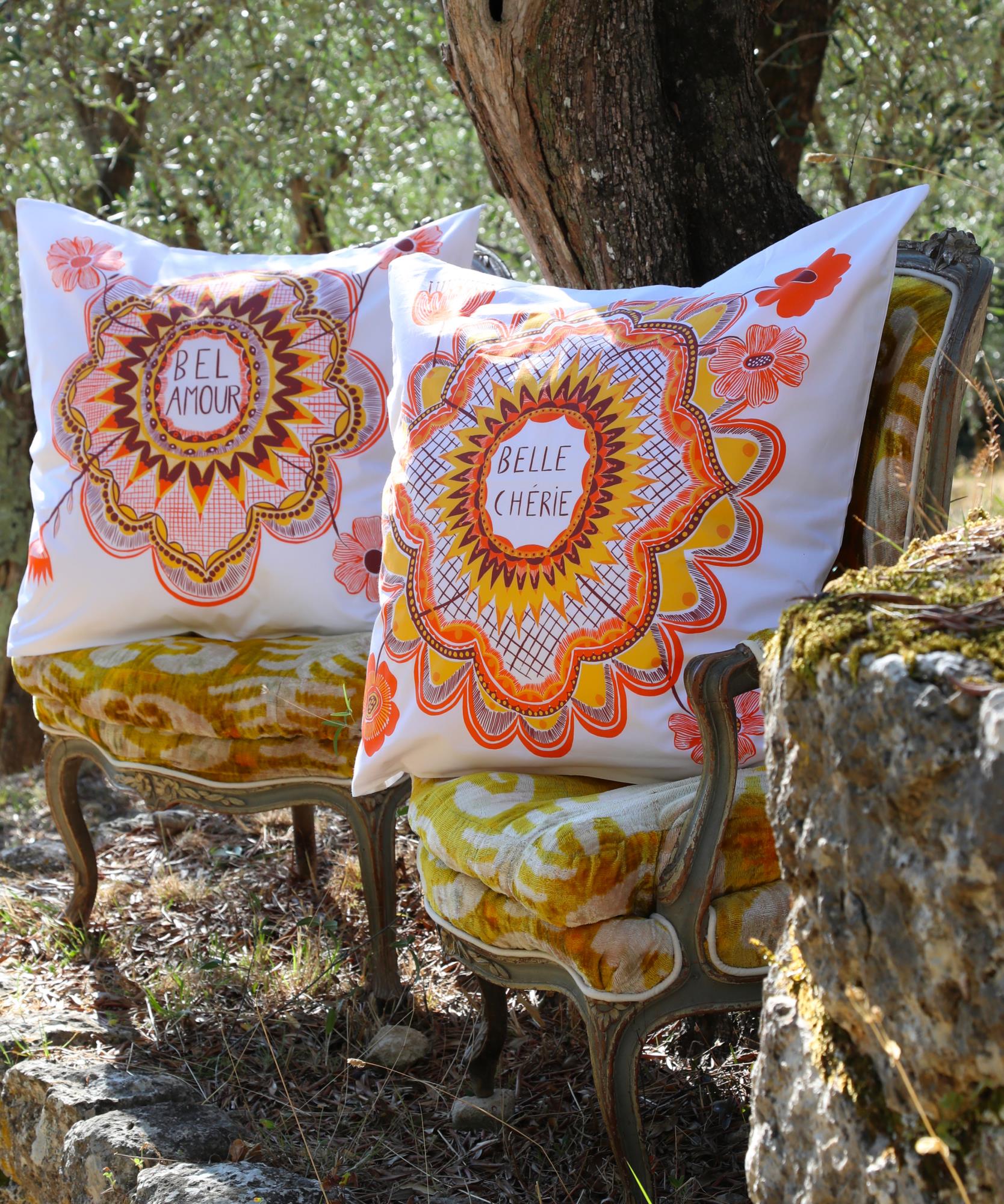 2 Taies d' oreiller Bel Amour - 65 x 65cm