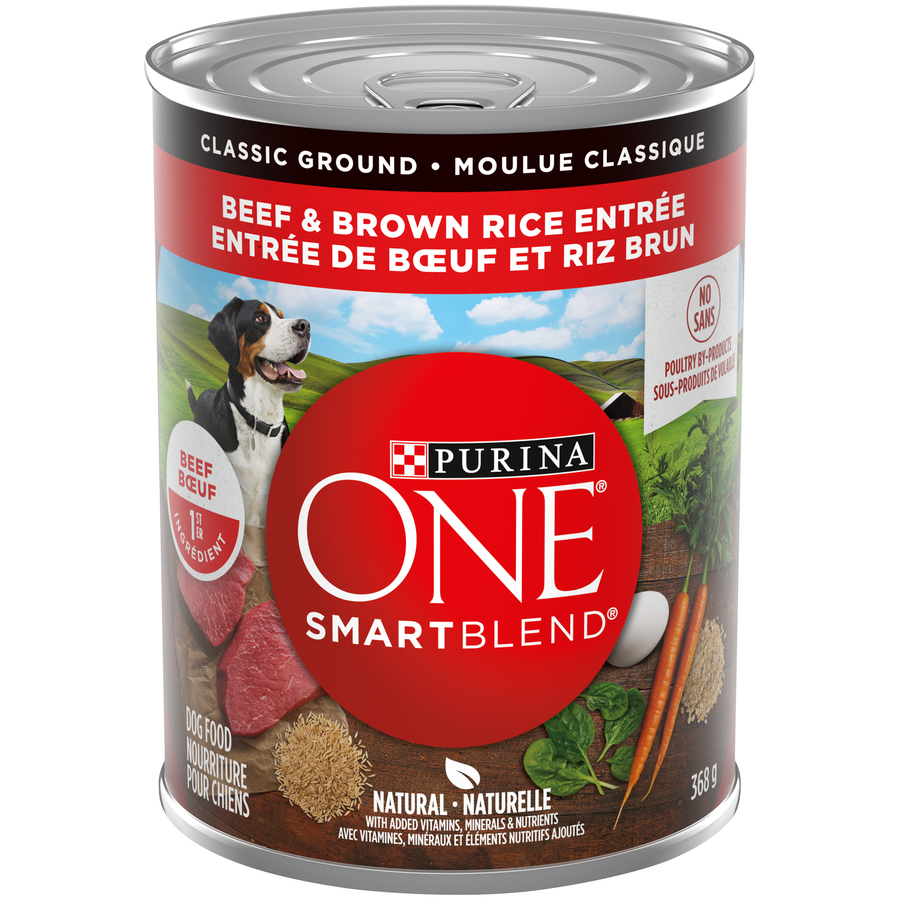 Purina ONE® SmartBlend® Classic Ground Beef & Brown Rice Wet Dog Food, 368-g