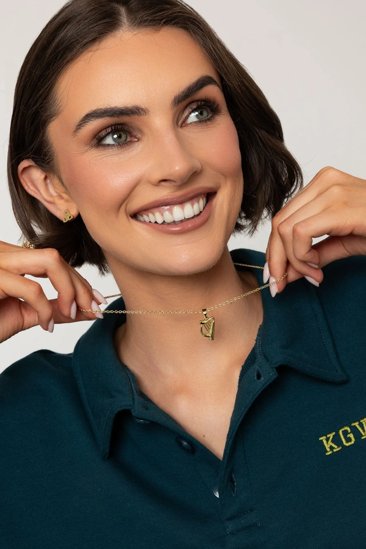 Gold Harp Pendant Necklace