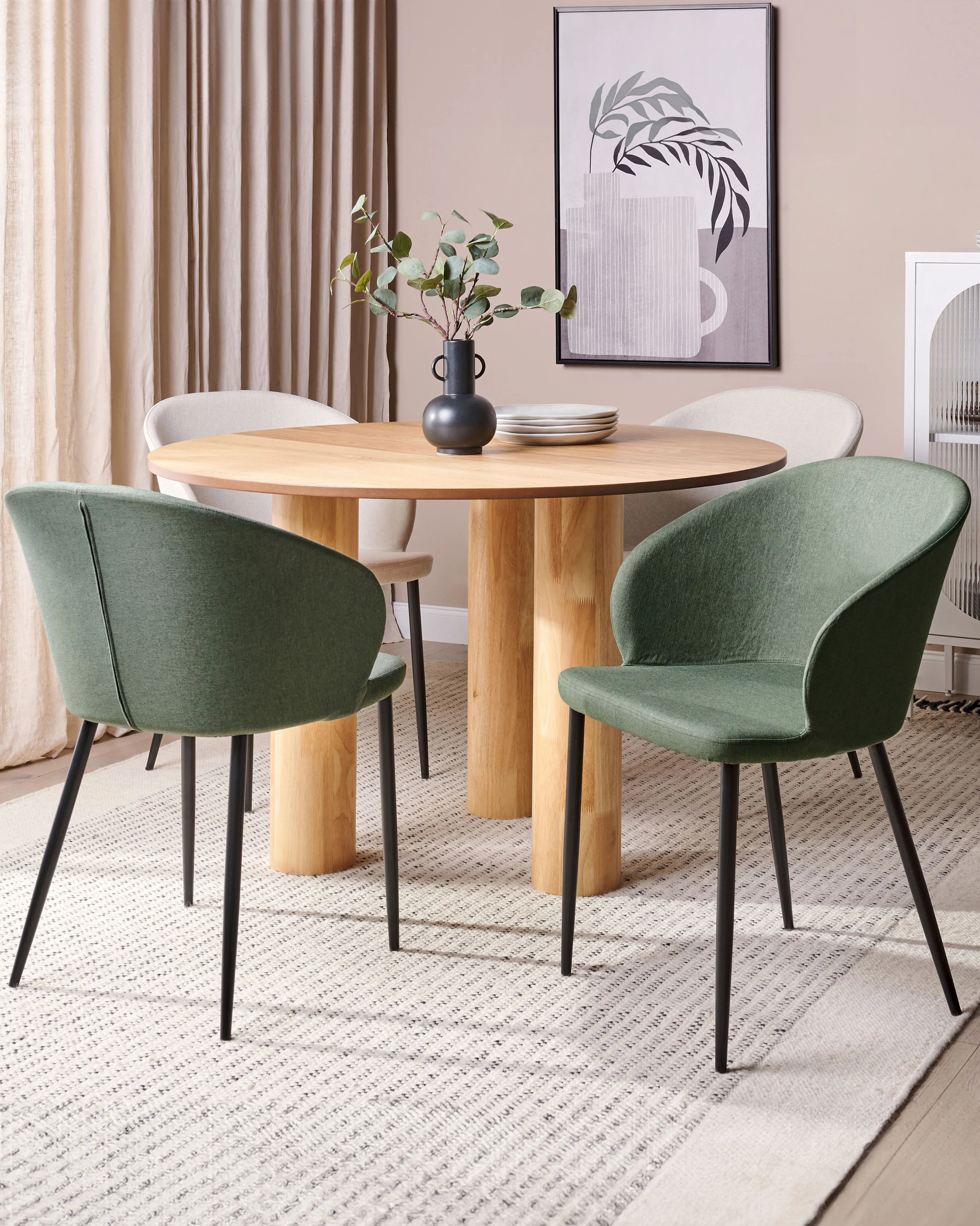 Set of 2 Dining Chairs MASON Fabric Dark Green
