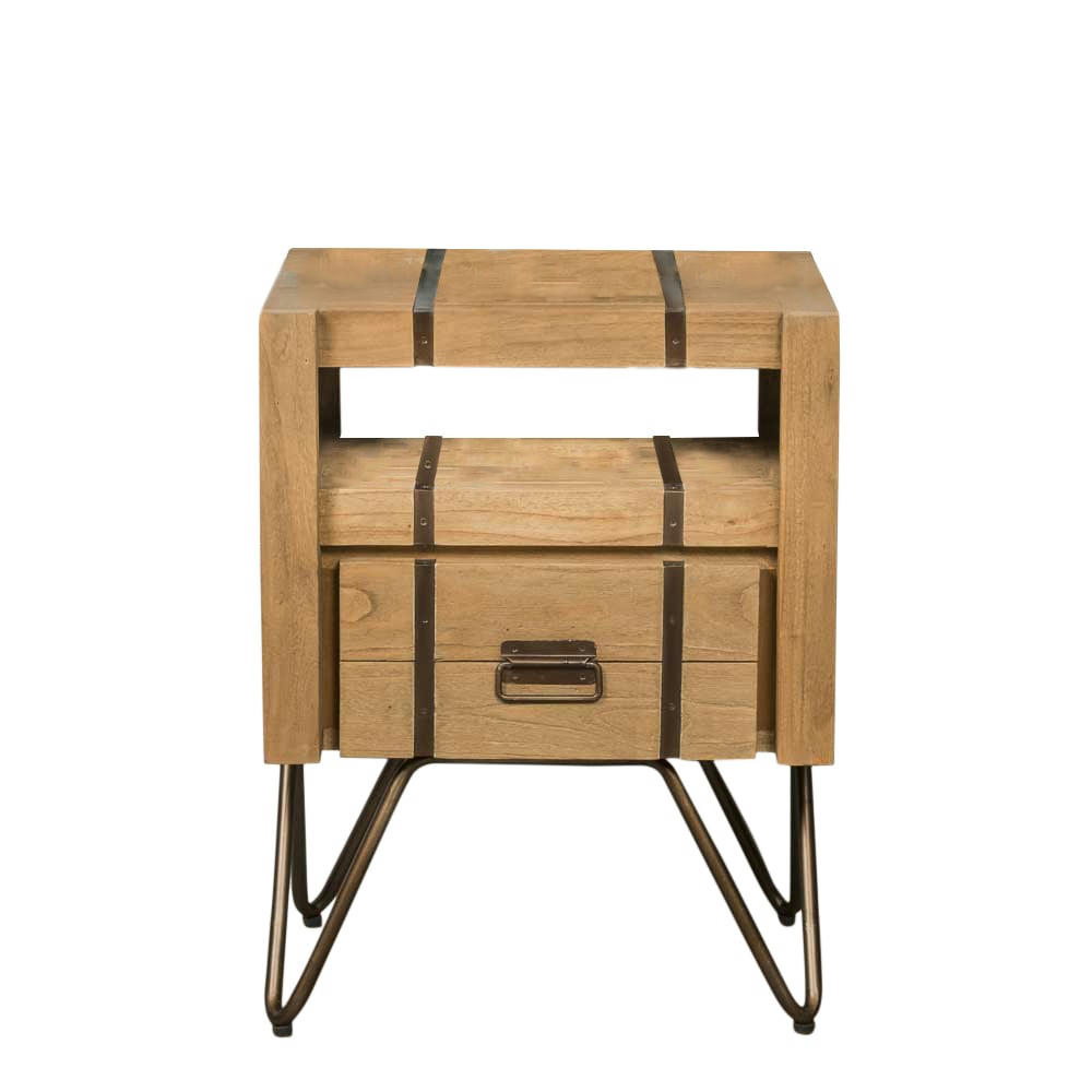 - Meuble de salle de bain en mindi et métal L60cm