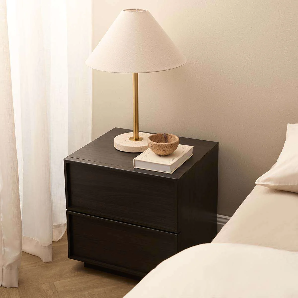 Osaka Bedside Table - Textured Black