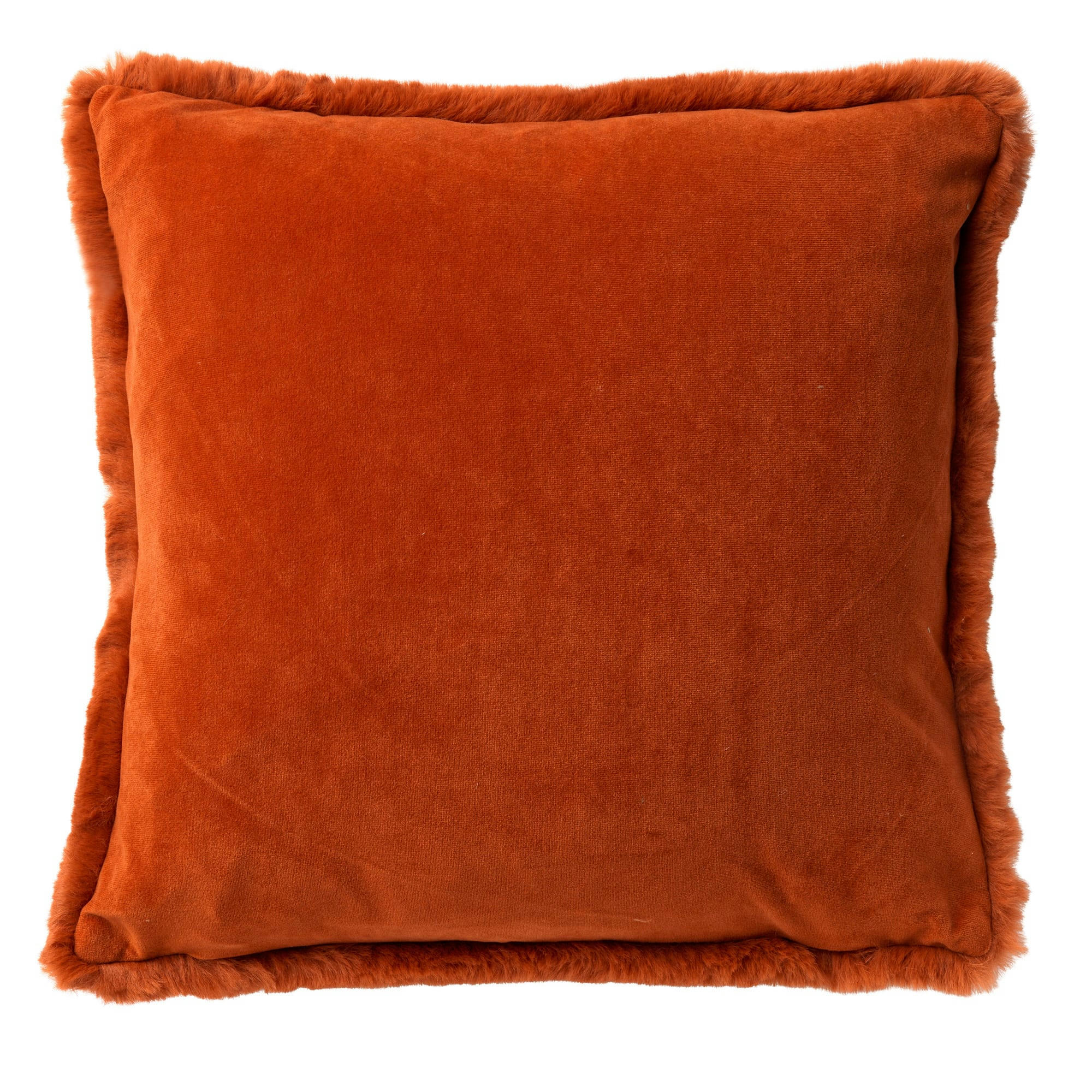 ZAYA - Coussin - orange fausse fourrure 60x60 cm uni