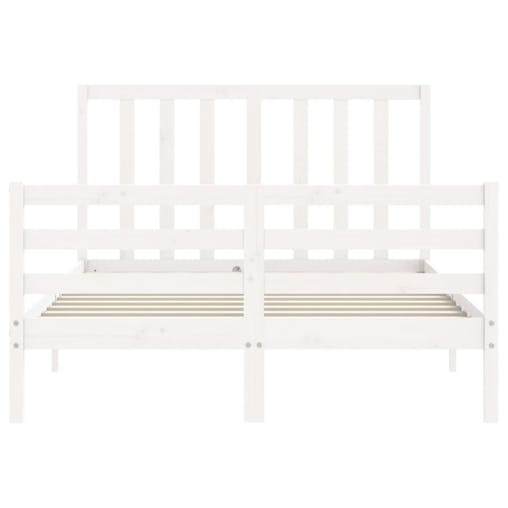 NNEVL Bed Frame with Headboard White 137x187 cm Double Solid Wood
