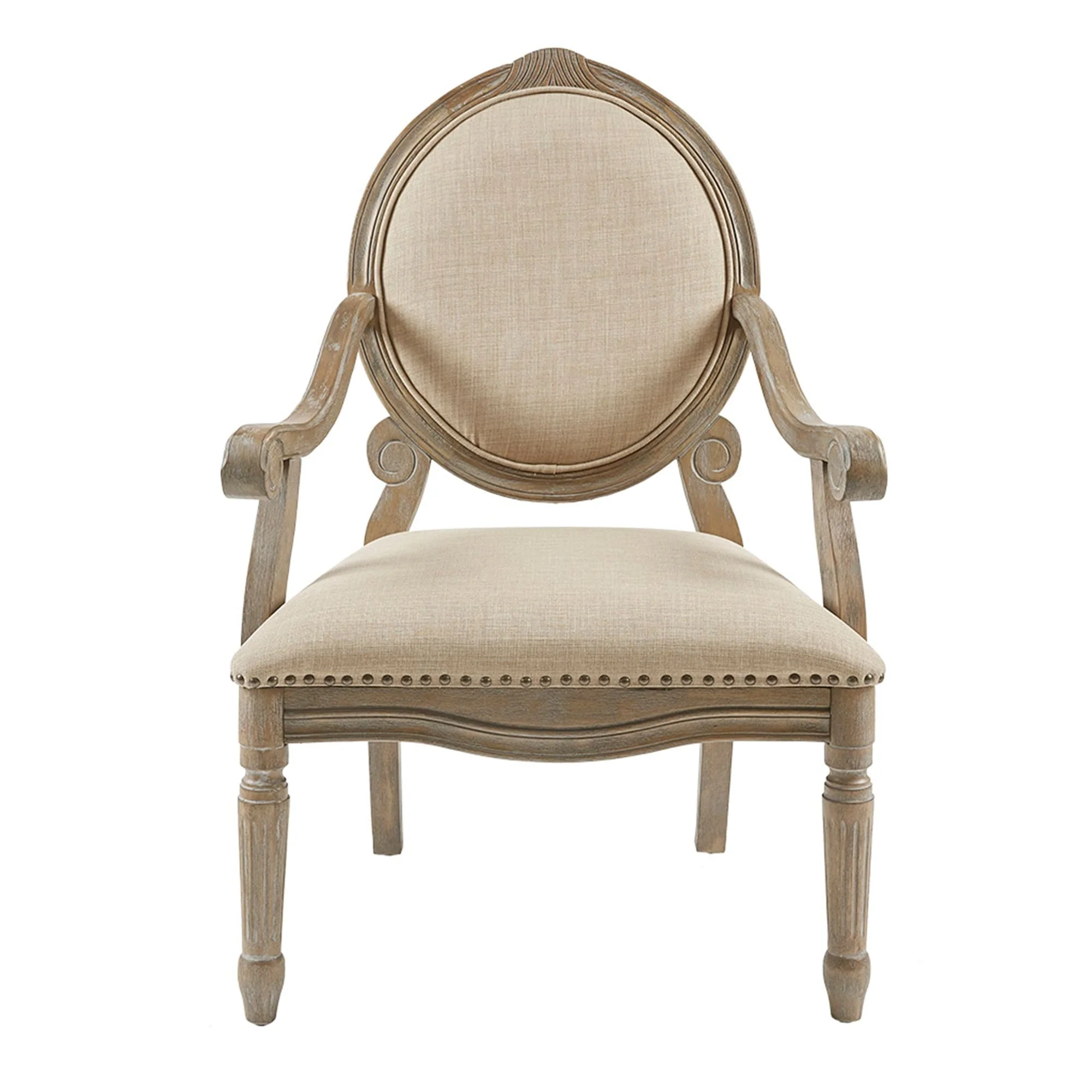 Madison Park Cole Beige Exposed Wood Arm Chair