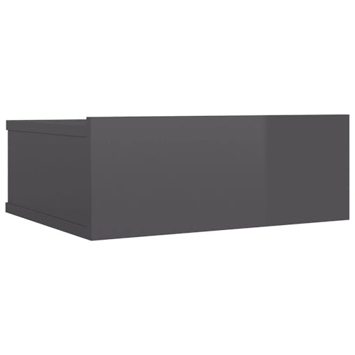 NNEVL Floating Nightstand High Gloss Grey 40x30x15 cm Chipboard
