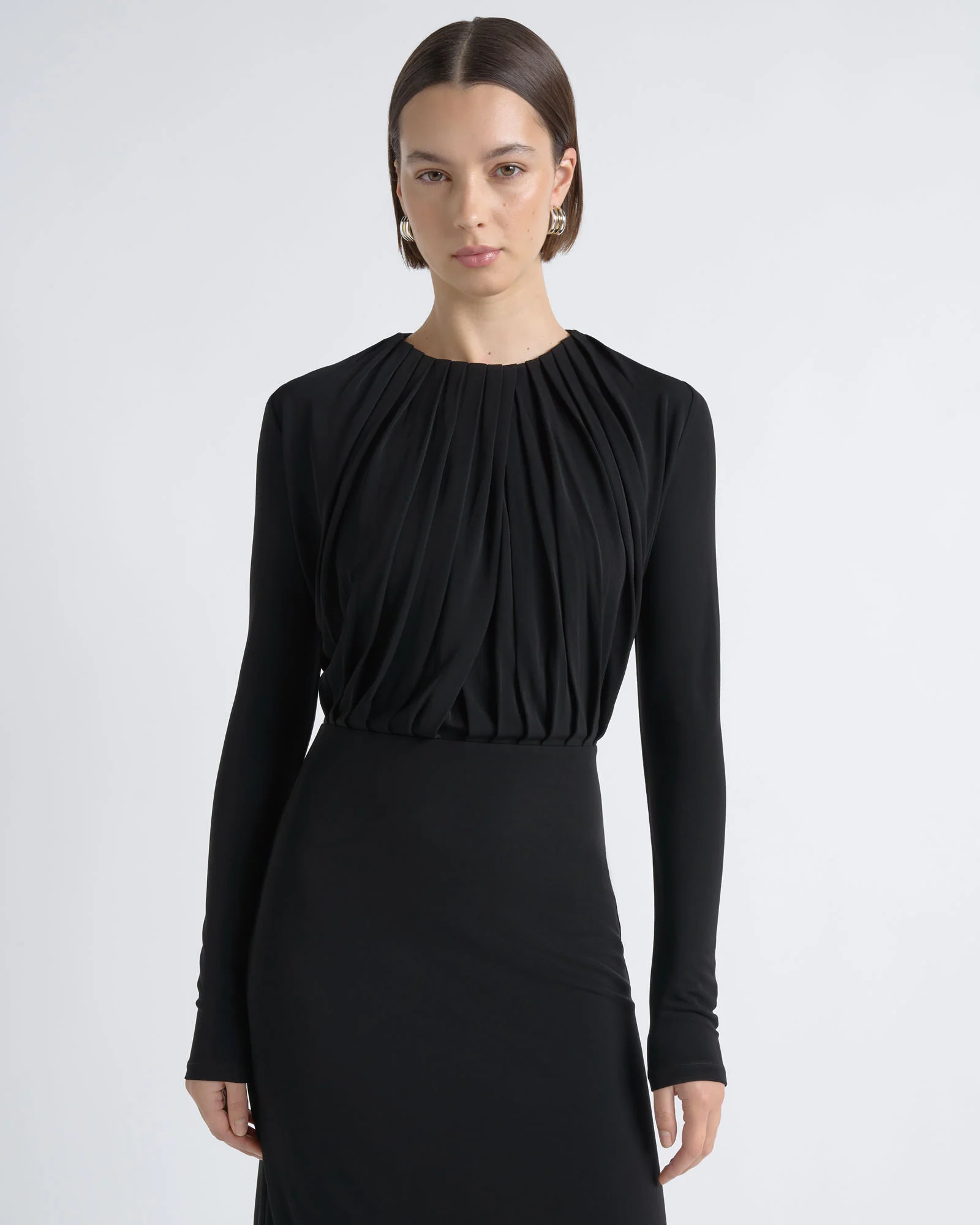 Long Sleeve Drape Midi Dress