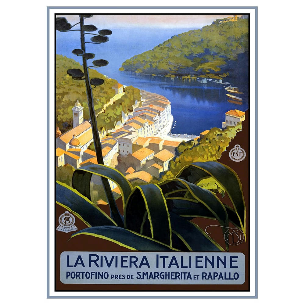 - Tableau affiche touristique vintage la Riviera Italienne 50x70cm