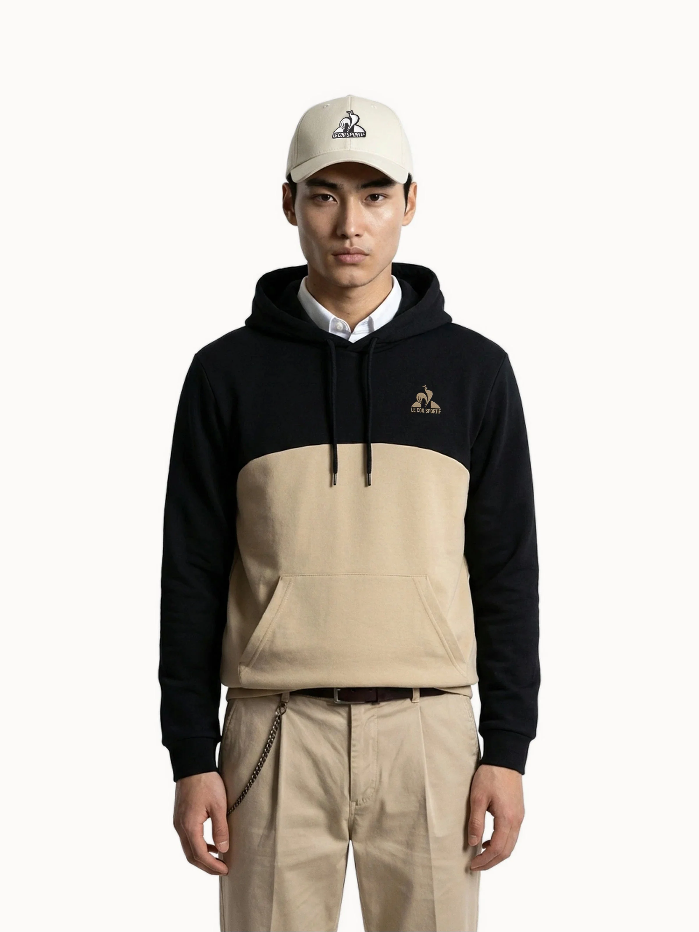Sweatshirt à capuche colorblock double face