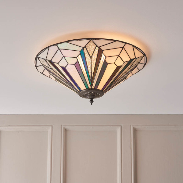 Plafon ASTORIA geometryczny brązowy 2xE27x20W wym:20x48x48cm IP20 Tiffany