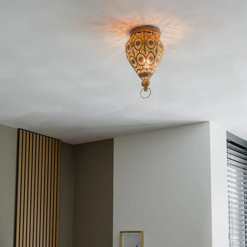 Qazqa plafondlamp mowgli goudkleurig e27