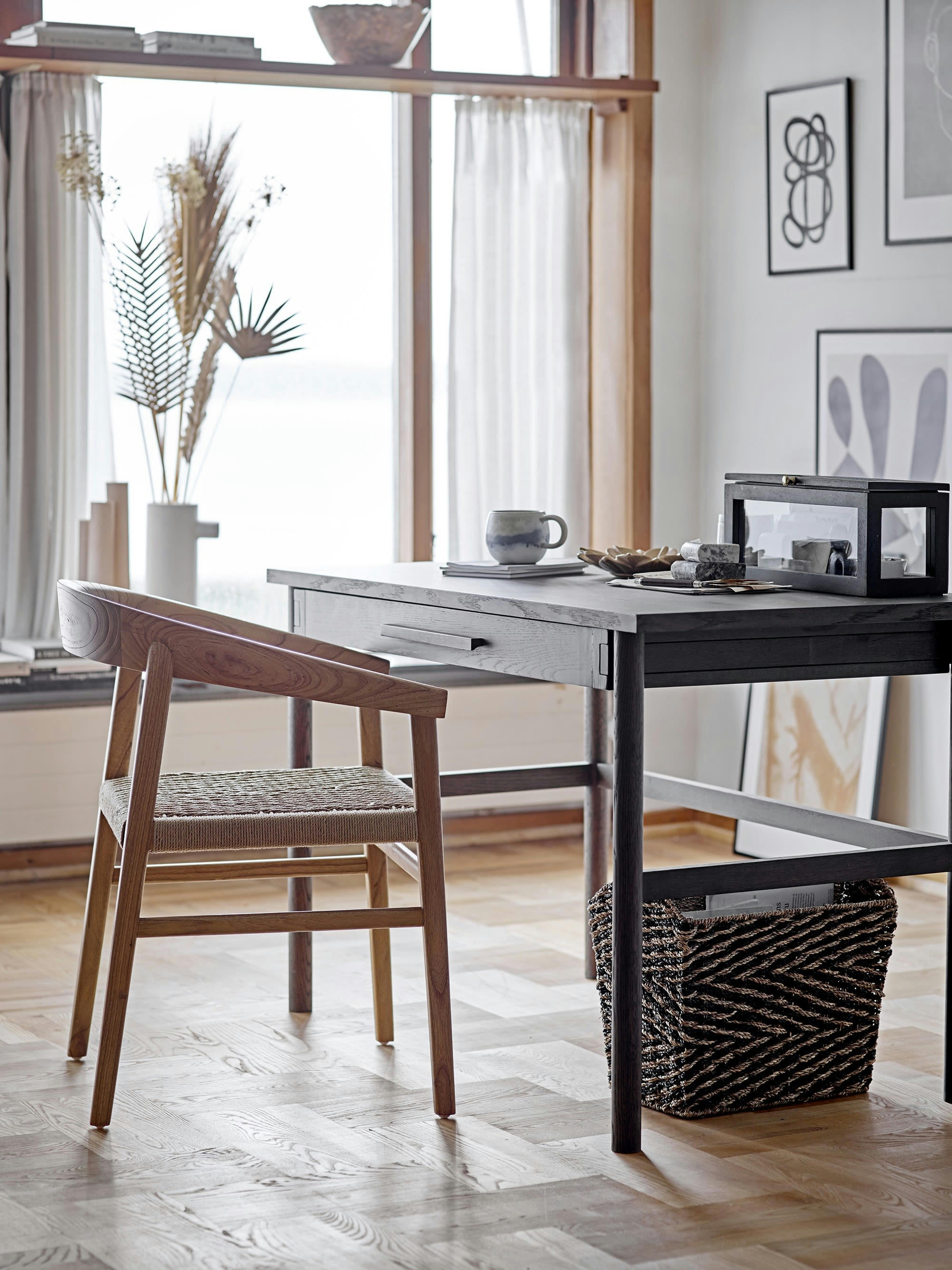 WELLS - Bureau en placage de chêne brun