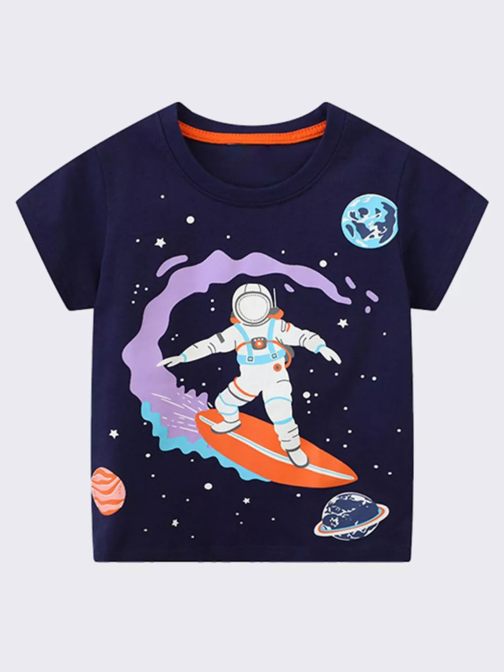 Children's Astronaut Surfing Graphic Crew Neck T-Shirt