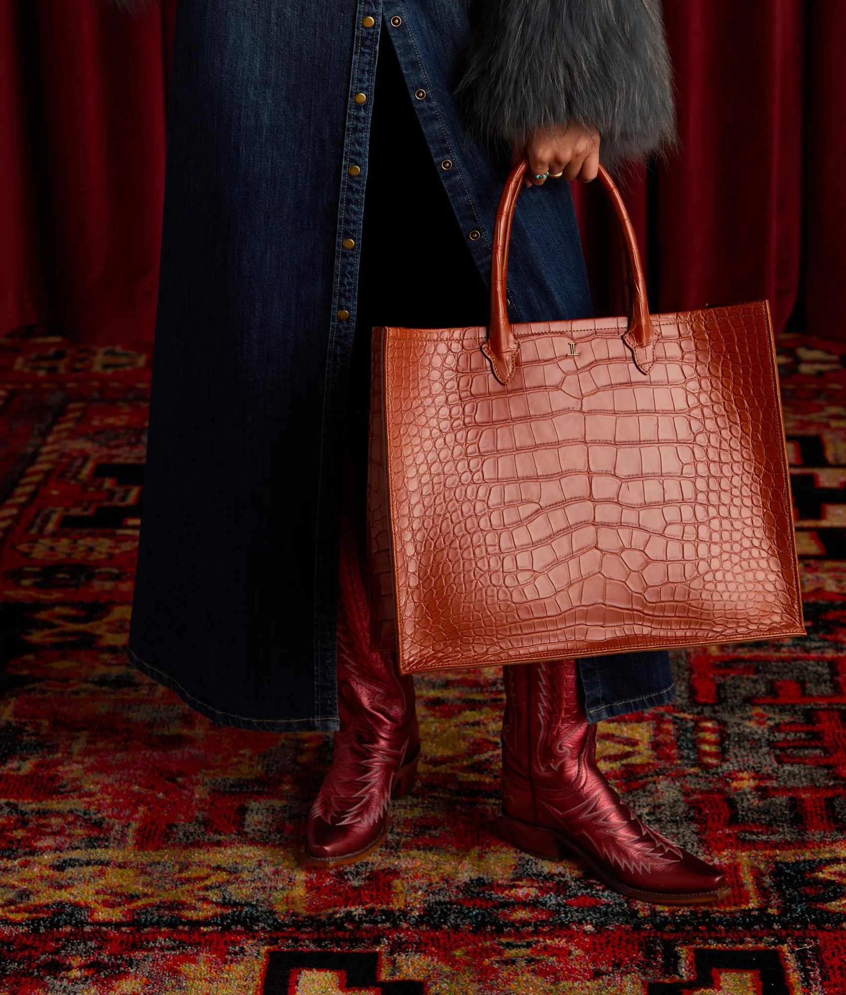 Large Alice Exotic Book Tote - Honey