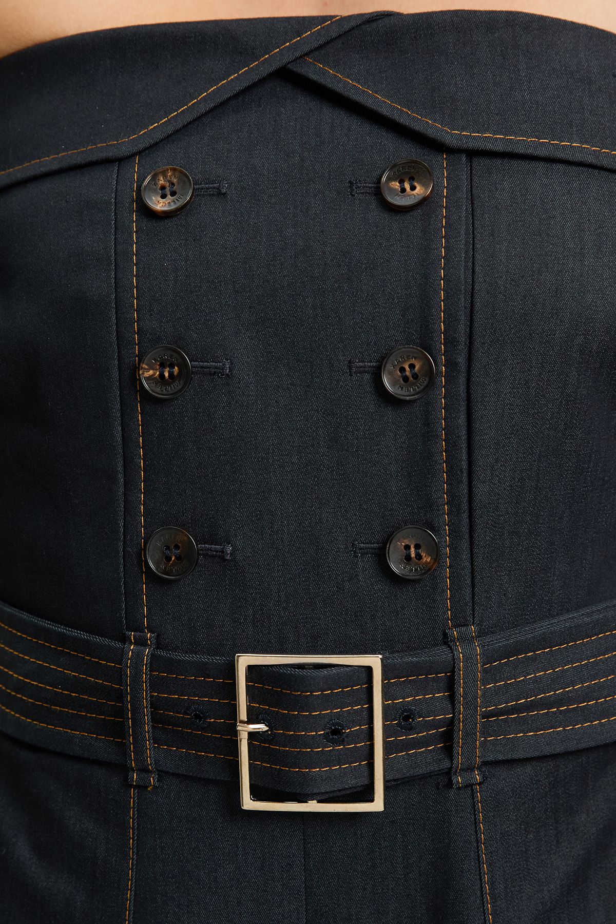 KarenMillen Petite Tailored Denim Trench Bandeau Jumpsuit