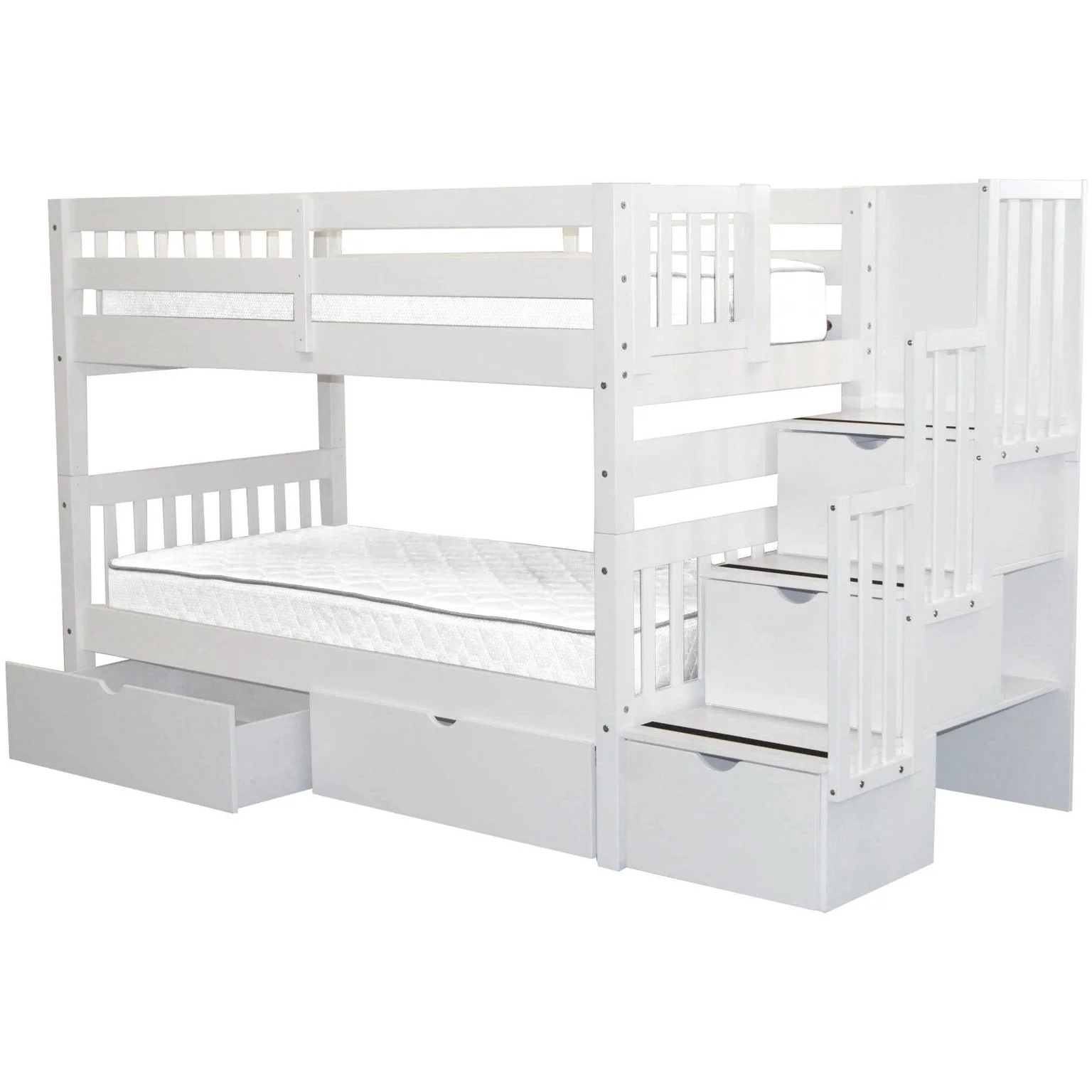 Taylor & Olive Trillium Twin over Twin Stairway Bunk Bed, 2 Drawers