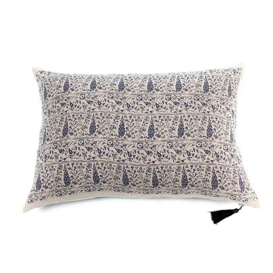 ORIENT EXPRESS - Coussin en lin pur lavé  Mavi Bleu  50x70